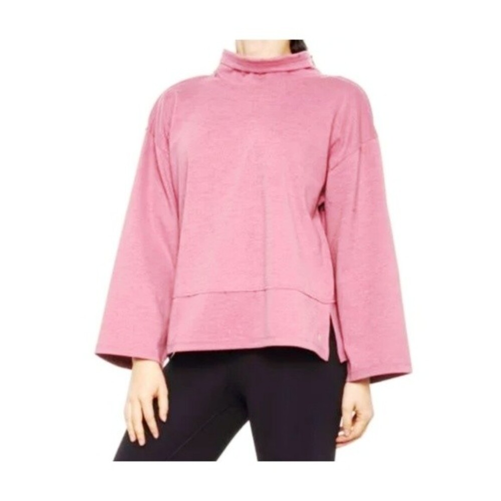 Apana Raw Edge Mock Neck‎ Pink Clay Heather Activewear Small NWOT